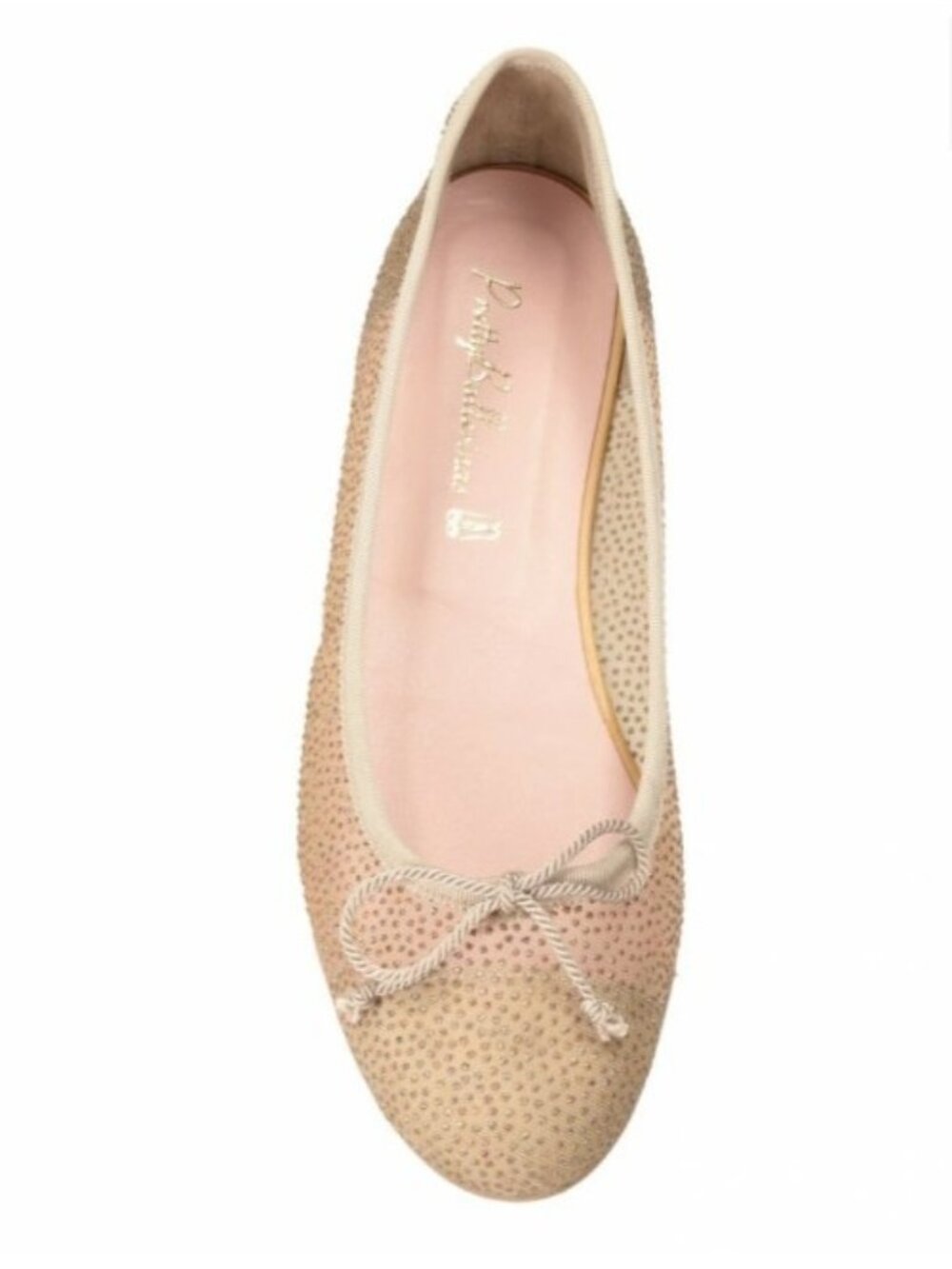 Pretty Ballerinas Size 40 Crystal Studded Ballet Flats Beige Gold Spain EU 40 - Picture 14 of 14